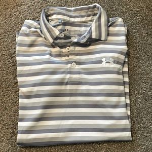 UnderArmour Small Grey stripped golf polo